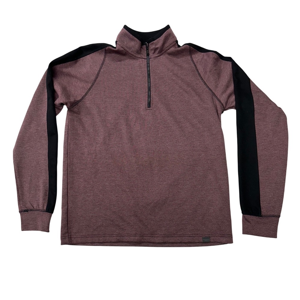 Hawke & Co Pullover Quarter Zip Maroon Black Sport Tech Pro-Flex Medium Mens